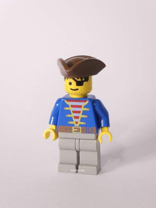 Pirate Blue Jacket, Light Gray Legs, Brown Pirate Triangle Hat