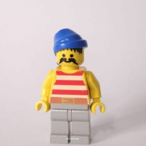 Pirate Red / White Stripes Shirt, Light Gray Legs, Blue Bandana