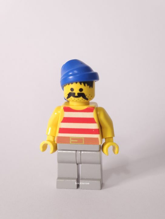 Pirate Red / White Stripes Shirt, Light Gray Legs, Blue Bandana