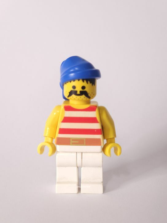 Pirate Red / White Stripes Shirt, White Legs, Blue Bandana